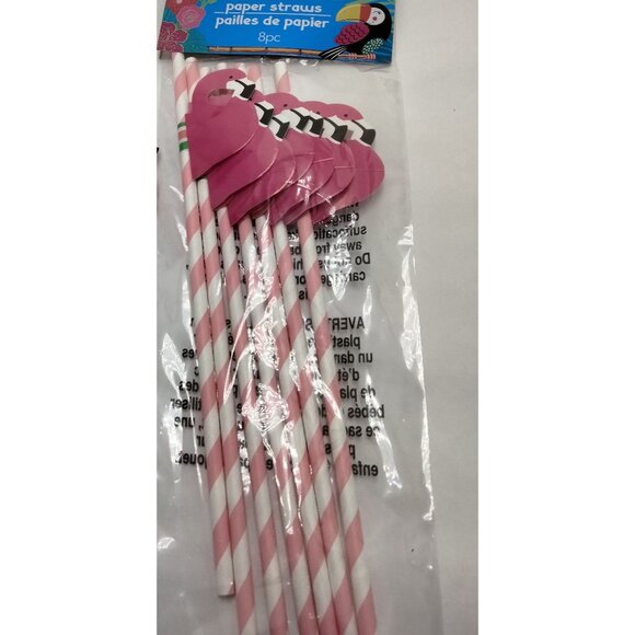 Other - Flamingo Paper Drinking Straws Hawaii Beach Tropical Party 8 pack